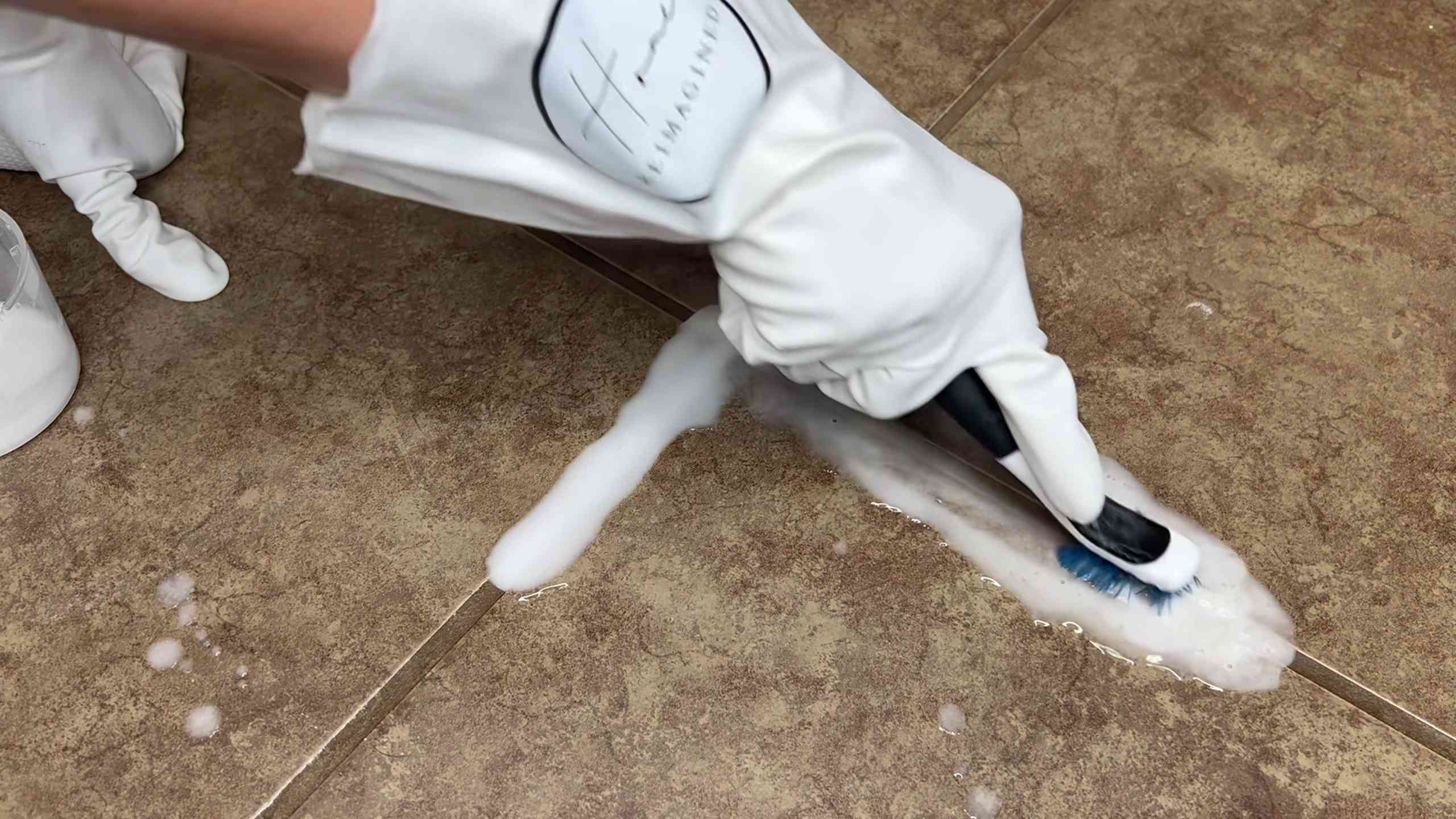 Clean Grout with Toothbrush